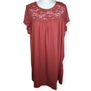 A.U.W. ROSE/PINK SHIFT DRESS SZ.2X EUC